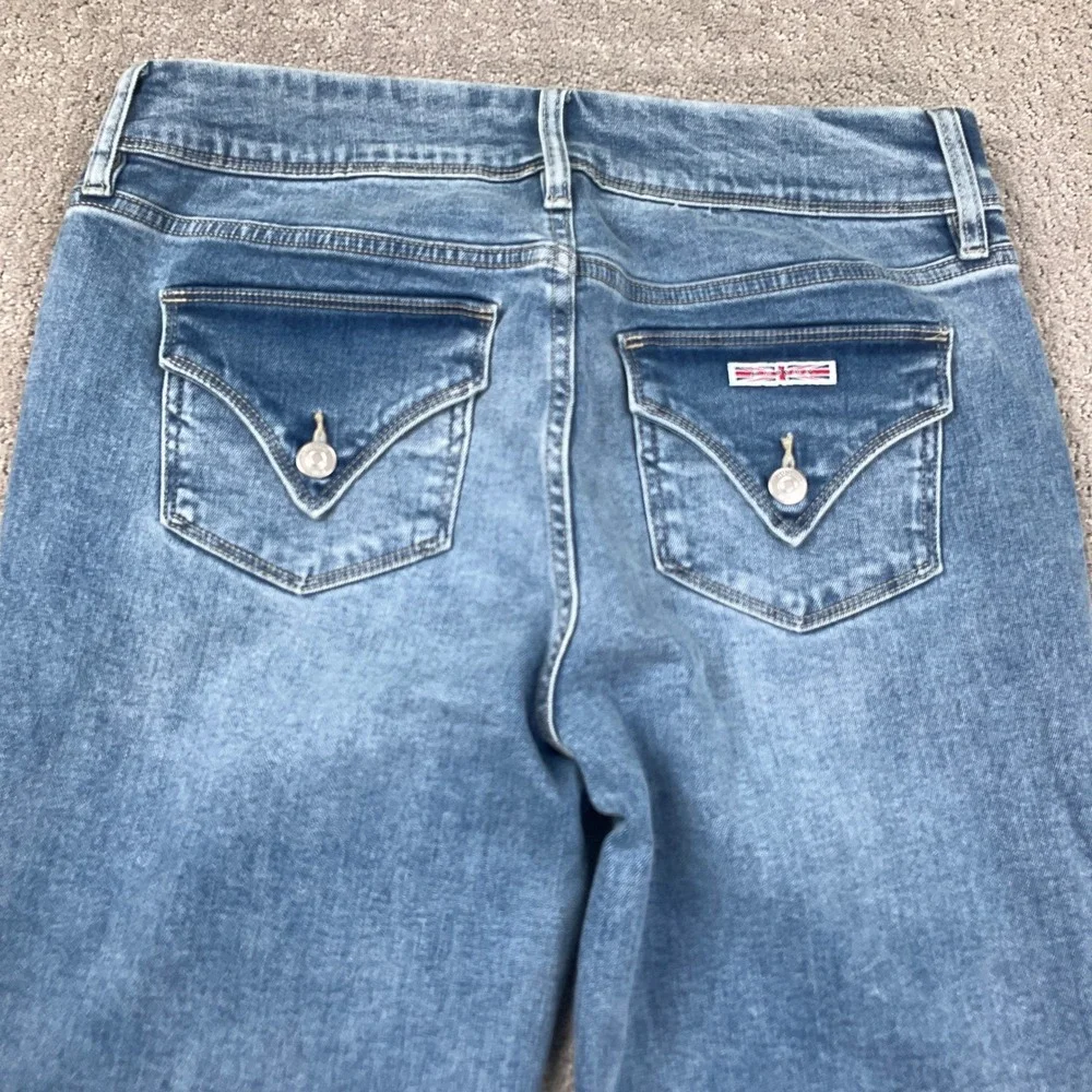 Hudson LA Jeans Womens 8 Blue‎ Stonewash Button Flap Straight Leg Stretch Denim